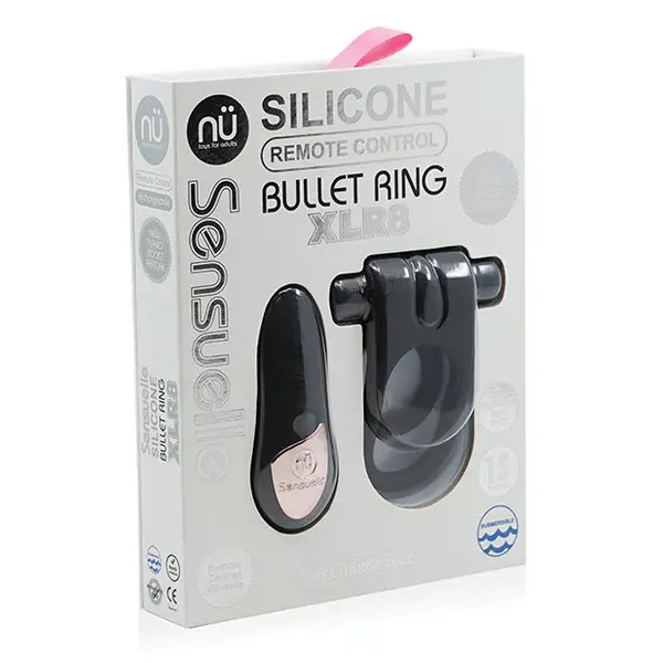 Nu Sensuelle Silicone Remote Control XLR8 Turbo Boost Bullet Ring - Black - Penis Enhancement
