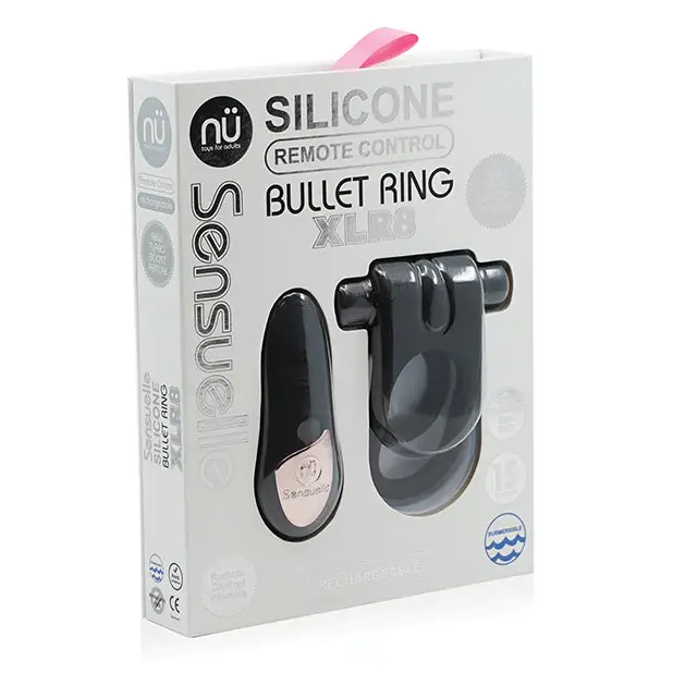 Nu Sensuelle Silicone Remote Control XLR8 Turbo Boost Bullet Ring - Black - Penis Enhancement