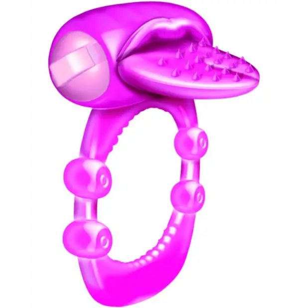 Nubby Tongue X-treme Vibrating Pleasure Ring - Magenta - Stimulators