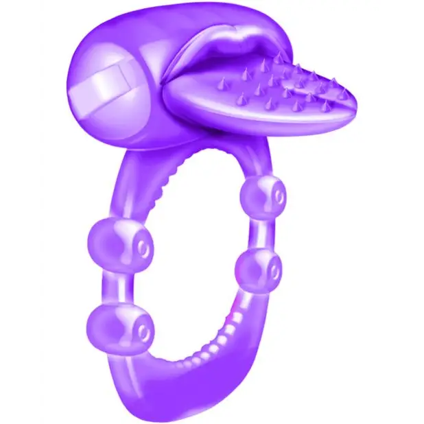 Nubby Tongue X-treme Vibrating Pleasure Ring - Purple - Stimulators