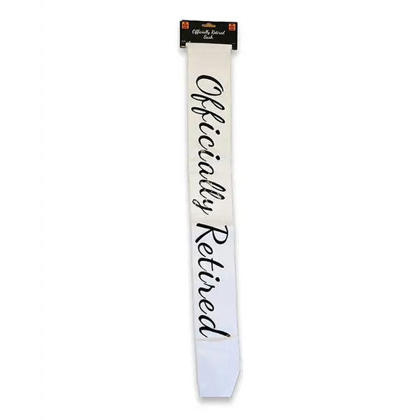 Officially Retired Sash - White - Bachelorette & Party Supplies