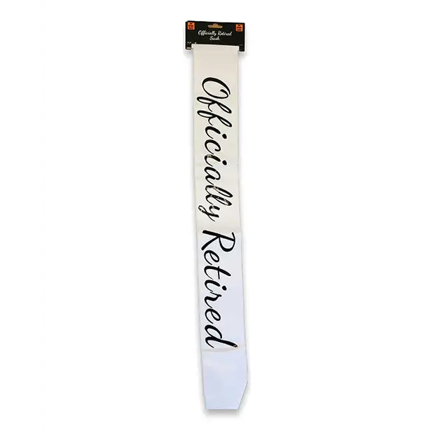 Officially Retired Sash - White - Bachelorette & Party Supplies