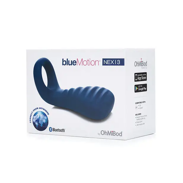 OhMiBod Blue Motion Nex 3 Bluetooth Couples Ring - Cobalt Blue - Penis Enhancement