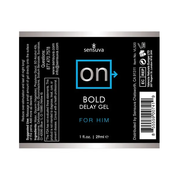 ON for Him Bold Delay Gel - 1 oz - Sexual Enhancers