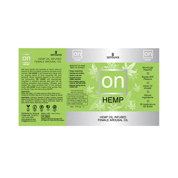 ON Hemp Oil Infused Female Arousal Oil - 5 ml - Sexual Enhancers