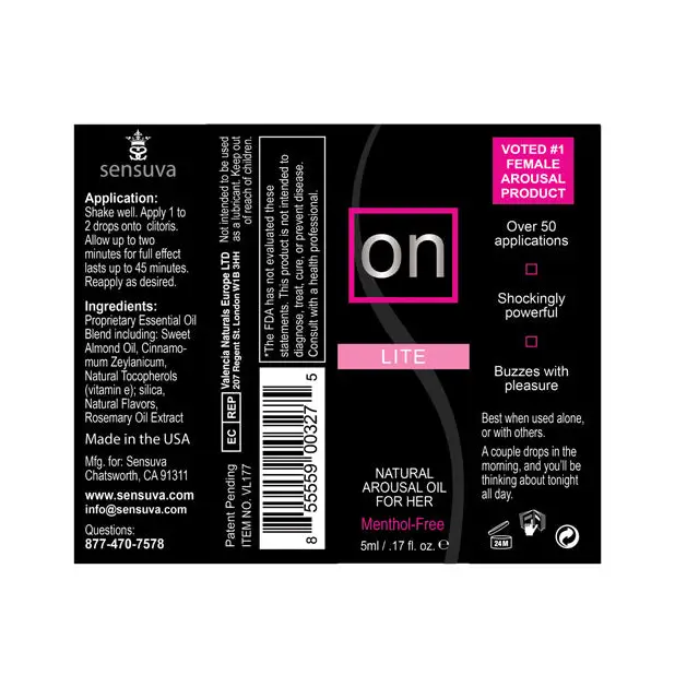 ON Natural Arousal Oil For Her - Lite 5 ml Bottle - Sexual Enhancers