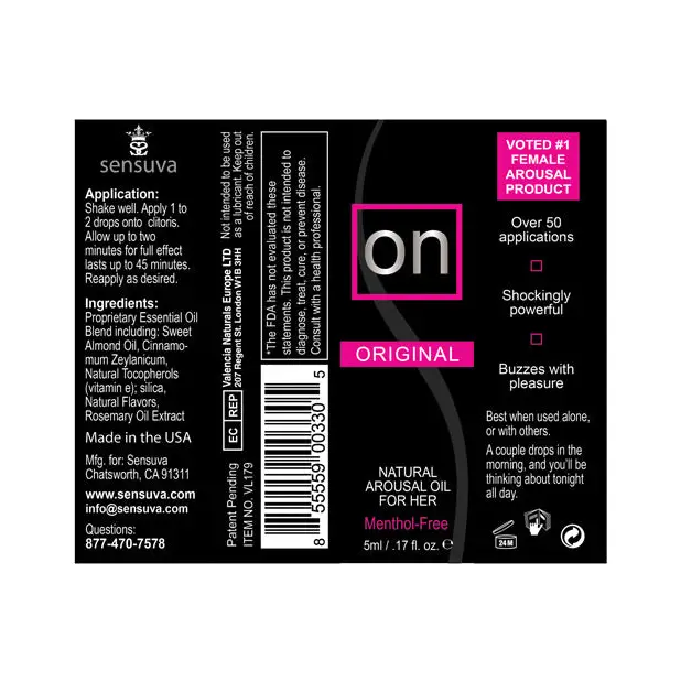 ON Natural Arousal Oil For Her - Original 5 ml Bottle - Sexual Enhancers