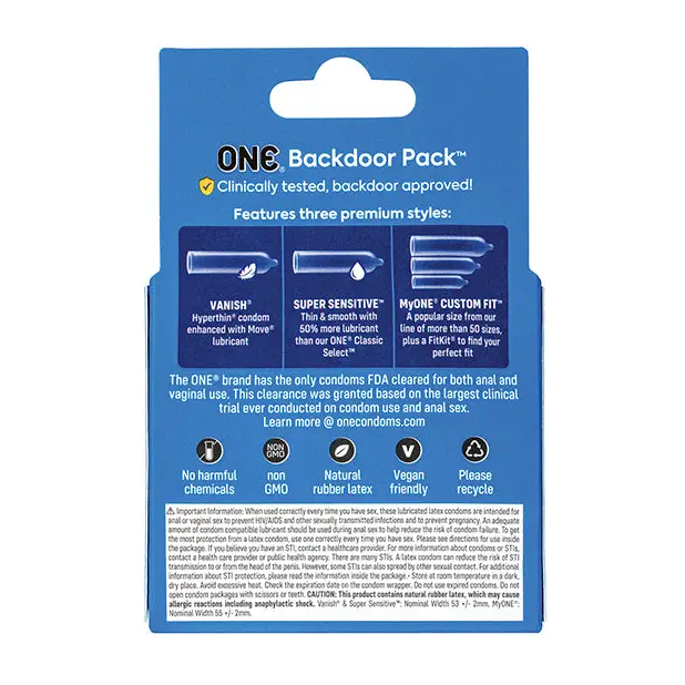 One Backdoor Pack Custom Fit Condoms - Pack of 3 - Condoms