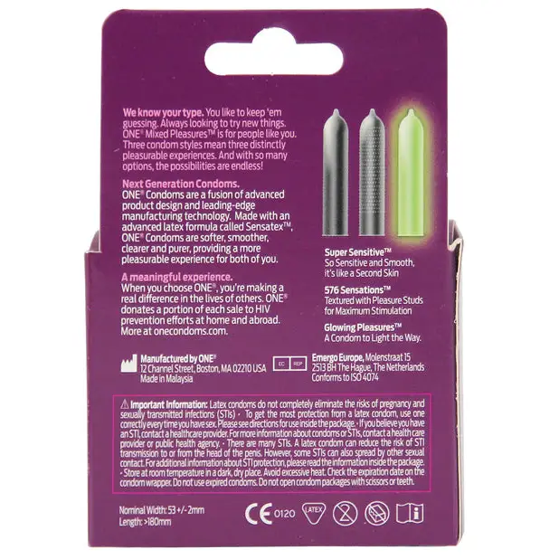 One Mixed Pleasures Condoms - Box of 3 - Condoms