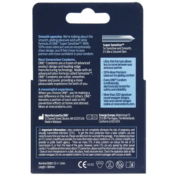 One Super Sensitive Condoms - Box of 3 - Condoms