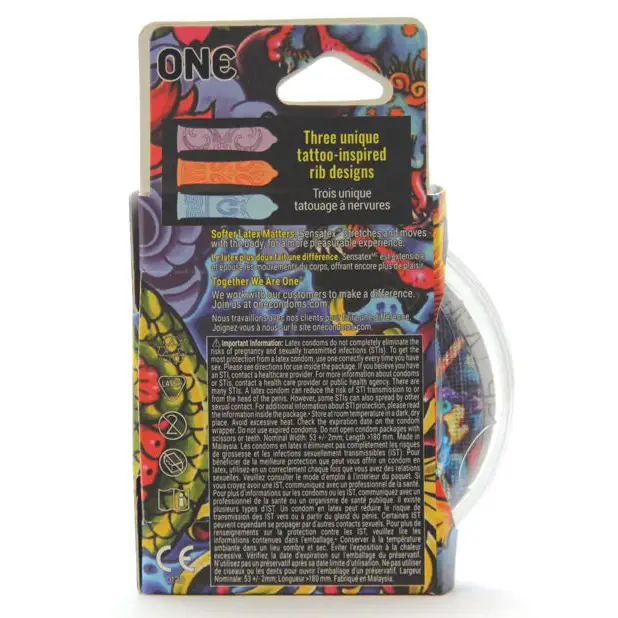 One Tattoo Touch Condoms - Pack of 3 - Condoms
