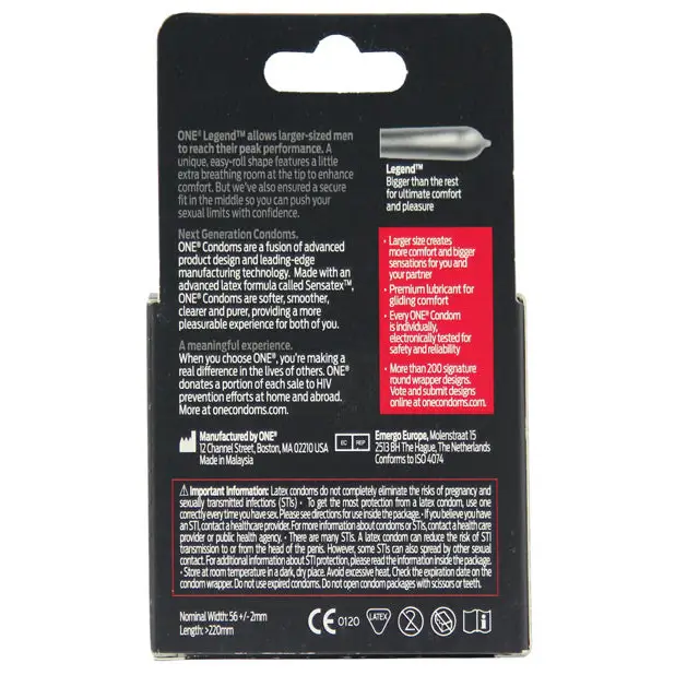 One The Legend XL Condoms - Box of 3 - Condoms