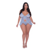Ooh La Lace Babydoll & Split Crotch Panty Periwinkle QN - Lingerie - Plus/Queen - Packaged