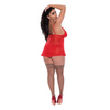Ooh La Lace Babydoll & Split Crotch Panty Red QN - Lingerie - Plus/Queen - Packaged