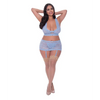 Ooh La Lace Bralette Garter Skirt & G-String Periwinkle QN - Lingerie - Plus/Queen - Packaged