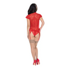 Ooh La Lace Cap Sleeve Basque & Tanga Panty Red L/XL - Lingerie - Packaged