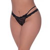 Ooh La Lace Cross Strap Split Crotch Tanga Panty Black QN - Lingerie - Plus/Queen - Packaged