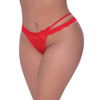 Ooh La Lace Cross Strap Split Crotch Tanga Panty Red QN - Lingerie - Plus/Queen - Packaged