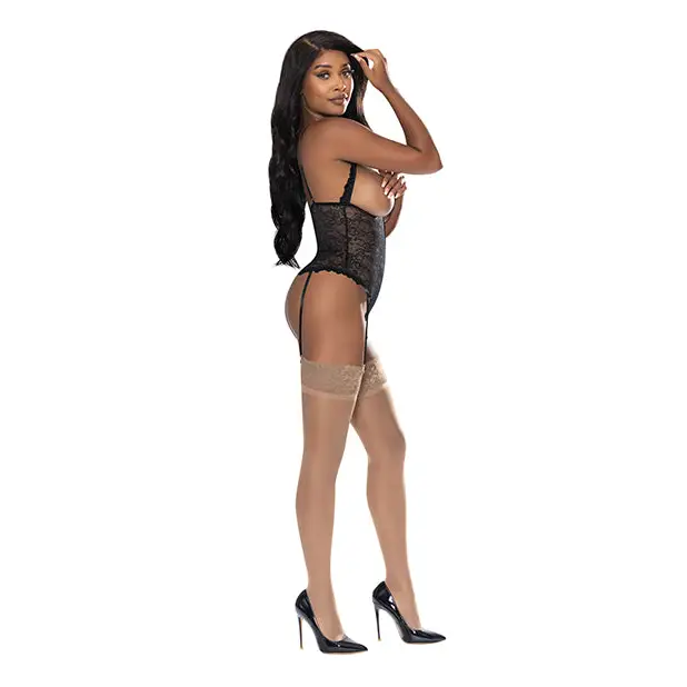 Ooh La Lace Cupless & Crotchless Teddy Black L/XL - Lingerie - Packaged