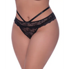 Ooh La Lace Peek-A-Boo Cheeky Panty Black QN - Lingerie - Plus/Queen - Packaged