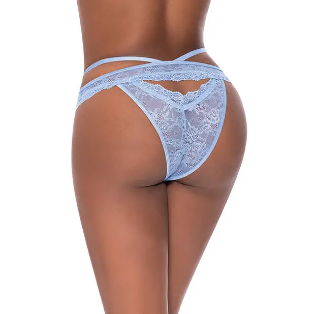 Ooh La Lace Peek-A-Boo Cheeky Panty Periwinkle S/M - Lingerie - Packaged