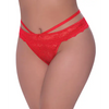 Ooh La Lace Peek-A-Boo Cheeky Panty Red QN - Lingerie - Plus/Queen - Packaged