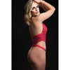 Open Halter Teddy w/Heart Clasp Red O/S - Lingerie - Packaged