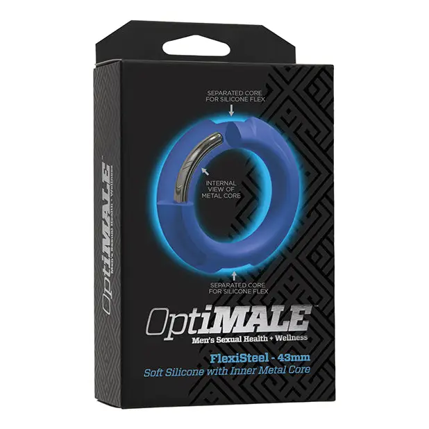 OptiMale FlexiSteel Cock Ring - 43mm Blue - Penis Enhancement