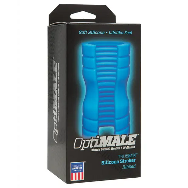 OptiMale Truskyn Silicone Stroker Ribbed - Blue - Dolls & Masturbators