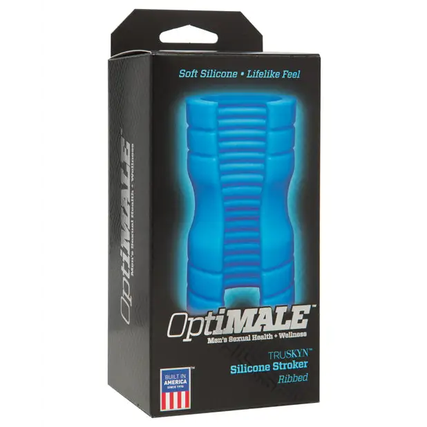 OptiMale Truskyn Silicone Stroker Ribbed - Blue - Dolls & Masturbators