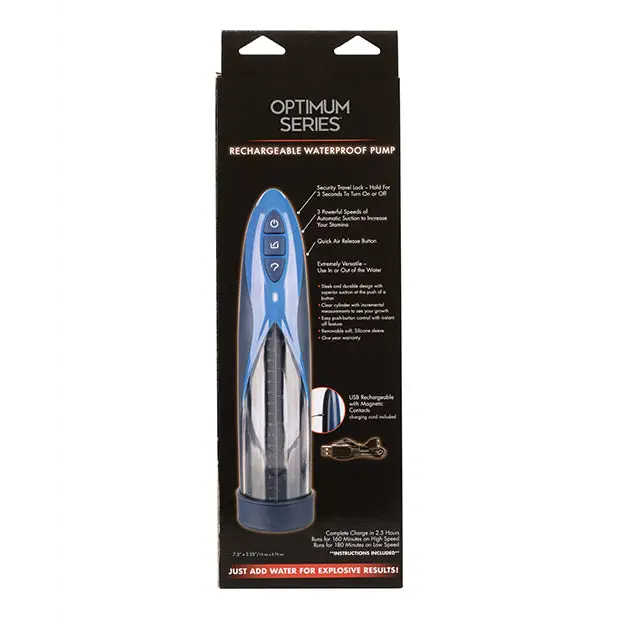 Optimum Series Rechargeable Waterproof Pump - Blue - Penis Enhancement