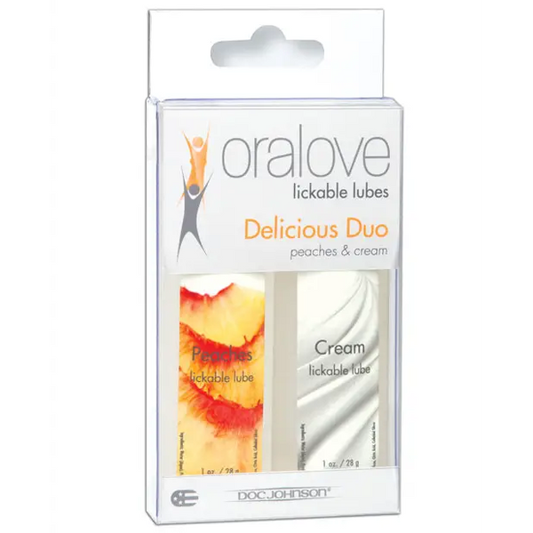 Oralove Delicious Duo Flavored Lube - Peaches & Cream - Lubricants