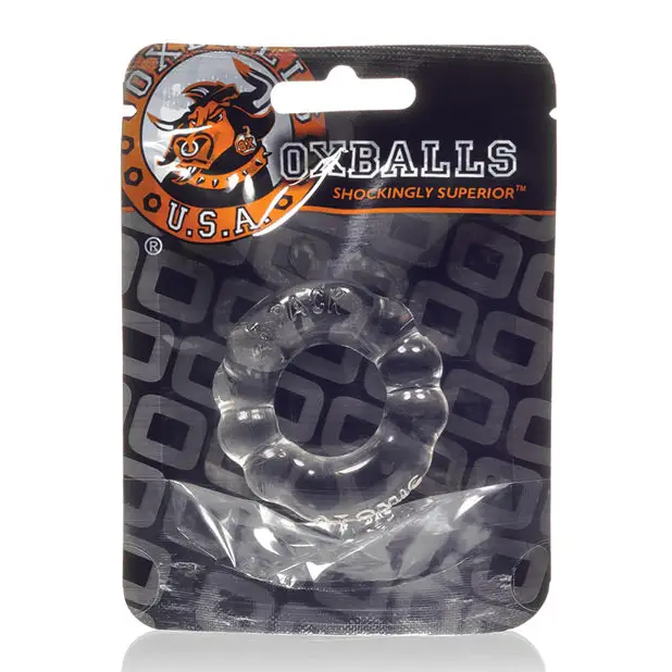 Oxballs Atomic Jock 6-Pack Shaped Cockring - Clear - Gay & Lesbian Products