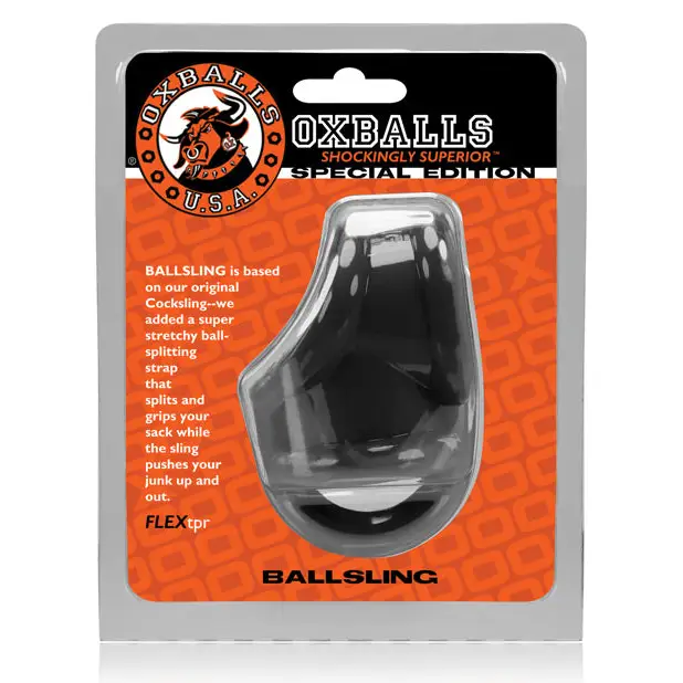 Oxballs Ballsling Ball Split Sling - Black - Gay & Lesbian Products