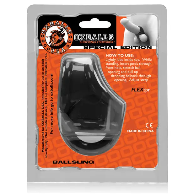 Oxballs Ballsling Ball Split Sling - Black - Gay & Lesbian Products