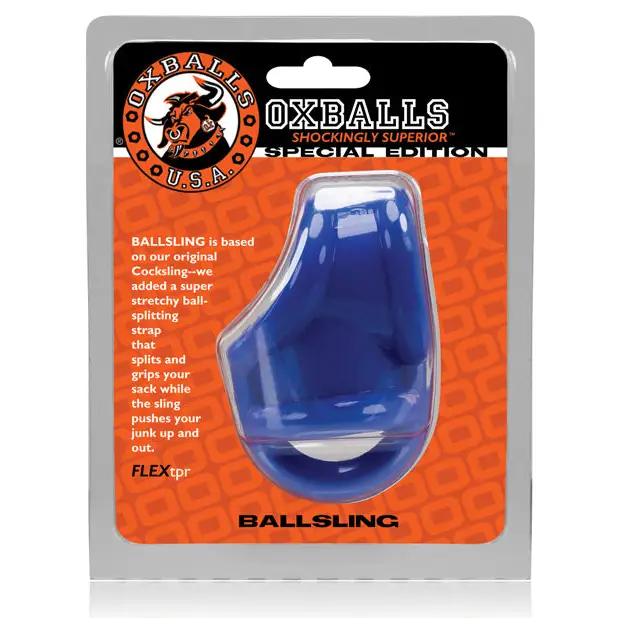 Oxballs Ballsling Ball Split Sling - Police Blue - Gay & Lesbian Products