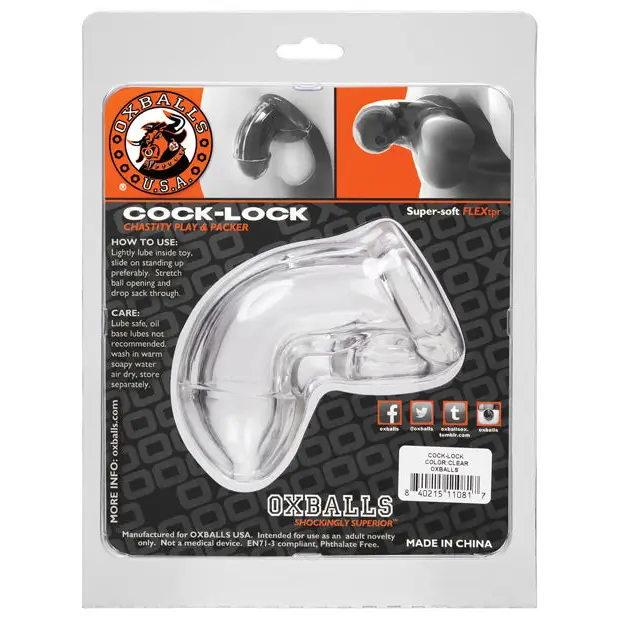 Oxballs Cock Lock Cock Cage - Clear - Bondage Blindfolds & Restraints