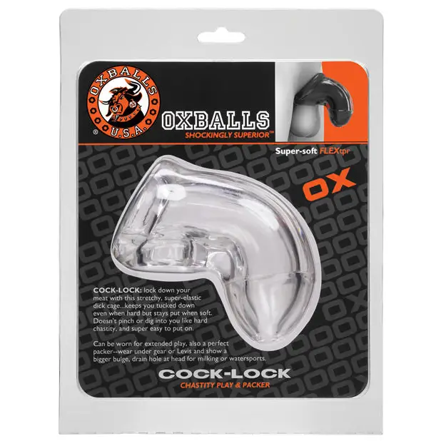 Oxballs Cock Lock Cock Cage - Clear - Bondage Blindfolds & Restraints