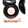 Oxballs Fat Willy 3 Pack Jumbo Cock Rings - Black - Gay & Lesbian Products