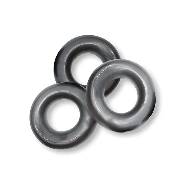 Oxballs Fat Willy 3 Pack Jumbo Cock Rings - Steel - Gay & Lesbian Products