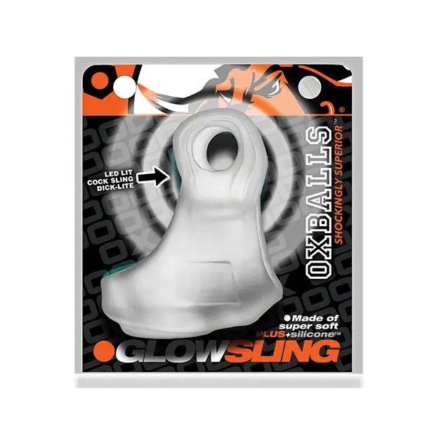 Oxballs Glowsling Cock Sling - LED Clear Ice - Gay & Lesbian Products