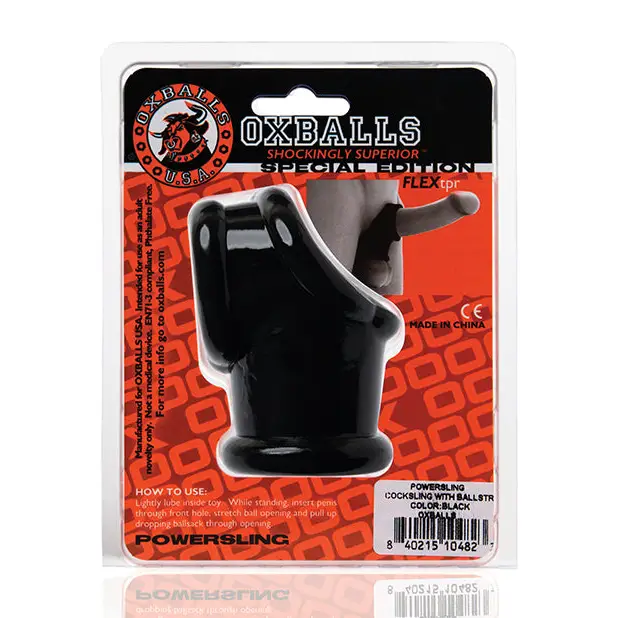 Oxballs Powerballs Cocksling & Ball Stretcher - Black - Gay & Lesbian Products