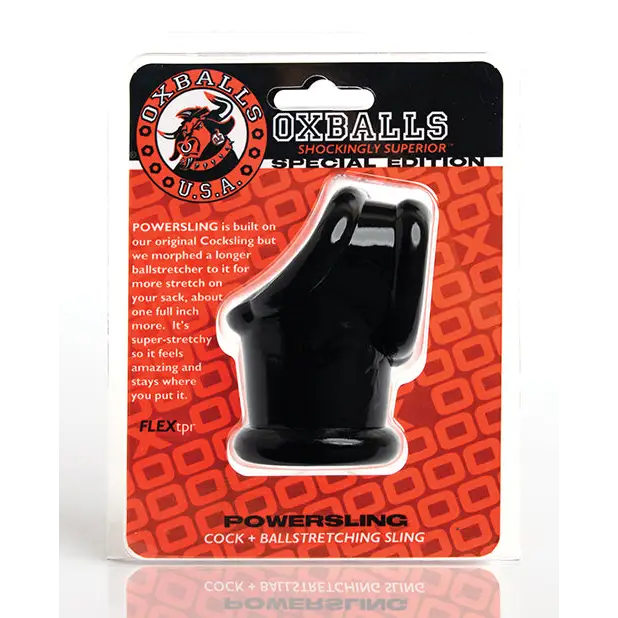 Oxballs Powerballs Cocksling & Ball Stretcher - Black - Gay & Lesbian Products