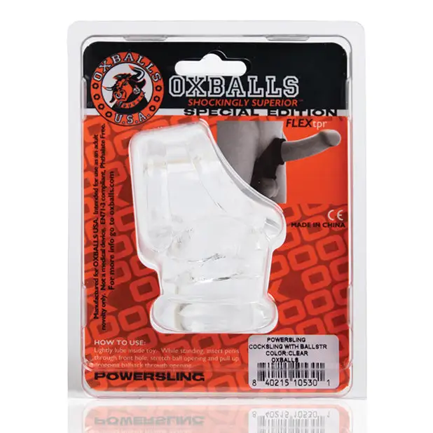Oxballs Powerballs Cocksling & Ball Stretcher - Clear - Gay & Lesbian Products