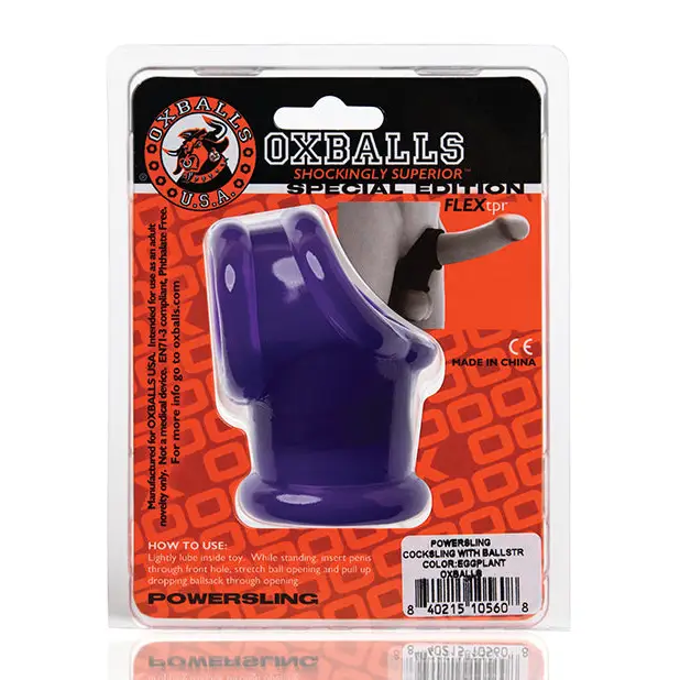 Oxballs Powerballs Cocksling & Ball Stretcher - Eggplant - Gay & Lesbian Products