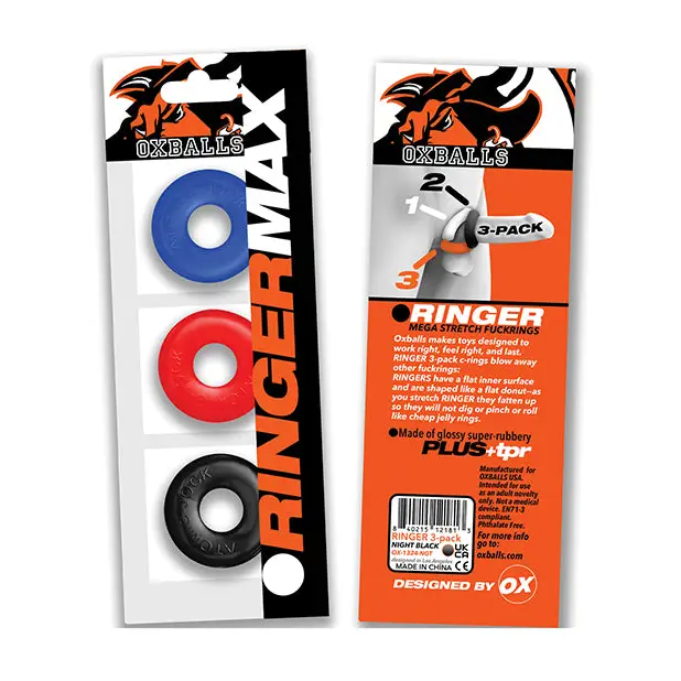 Oxballs Ringer Max 3 Pack Cockrings - Multi Color - Gay & Lesbian Products