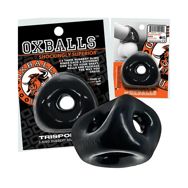 Oxballs Tri Sport XL 3 Ring Sling - Black - Gay & Lesbian Products