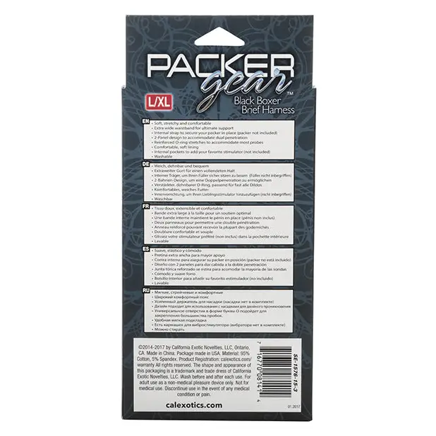 Packer Gear Boxer Harness L/XL - Black - Transgender Products