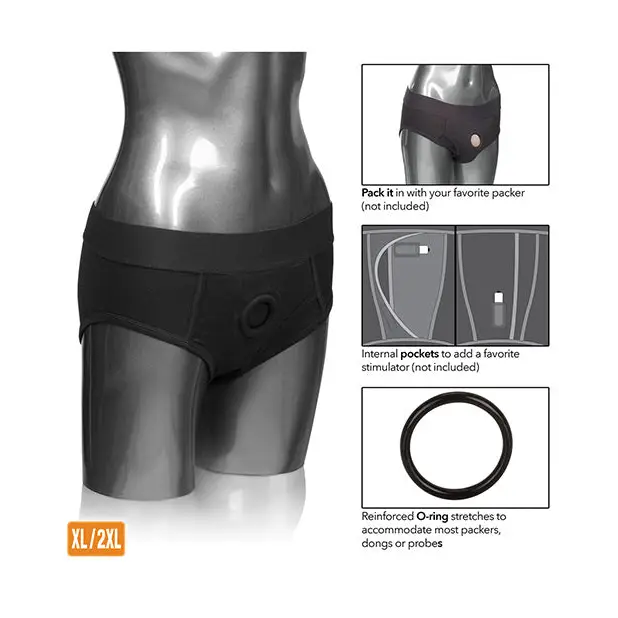 Packer Gear Brief Harness XL/2XL - Black - Transgender Products