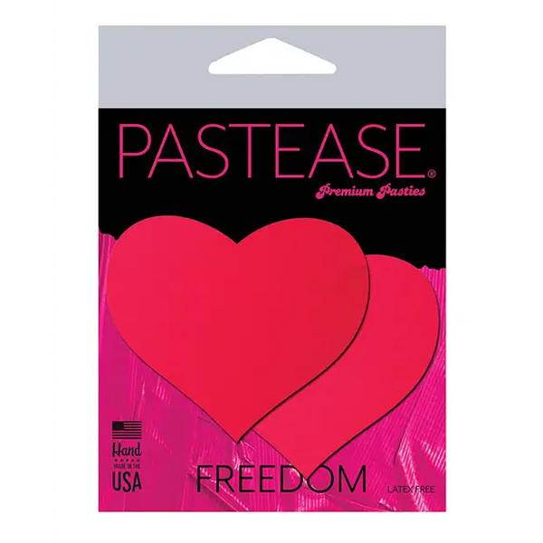 Pastease Basic Heart Black Light Reactive - Neon Red O/S - Lingerie - Packaged